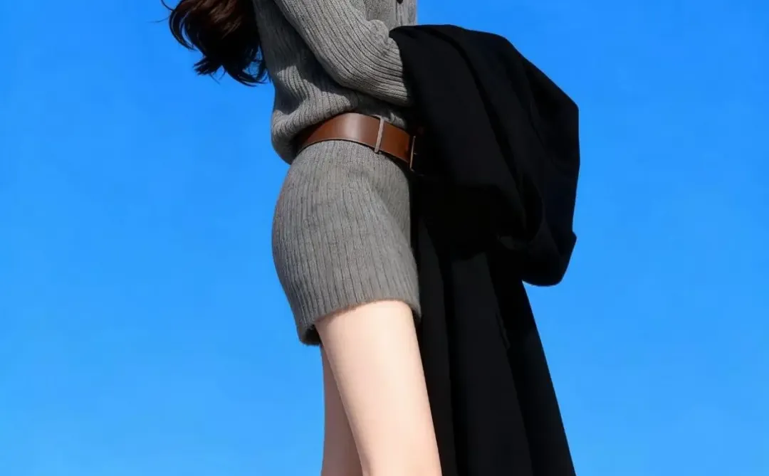 小个子必入~秋冬灰色收腰针织裙气质拿捏了