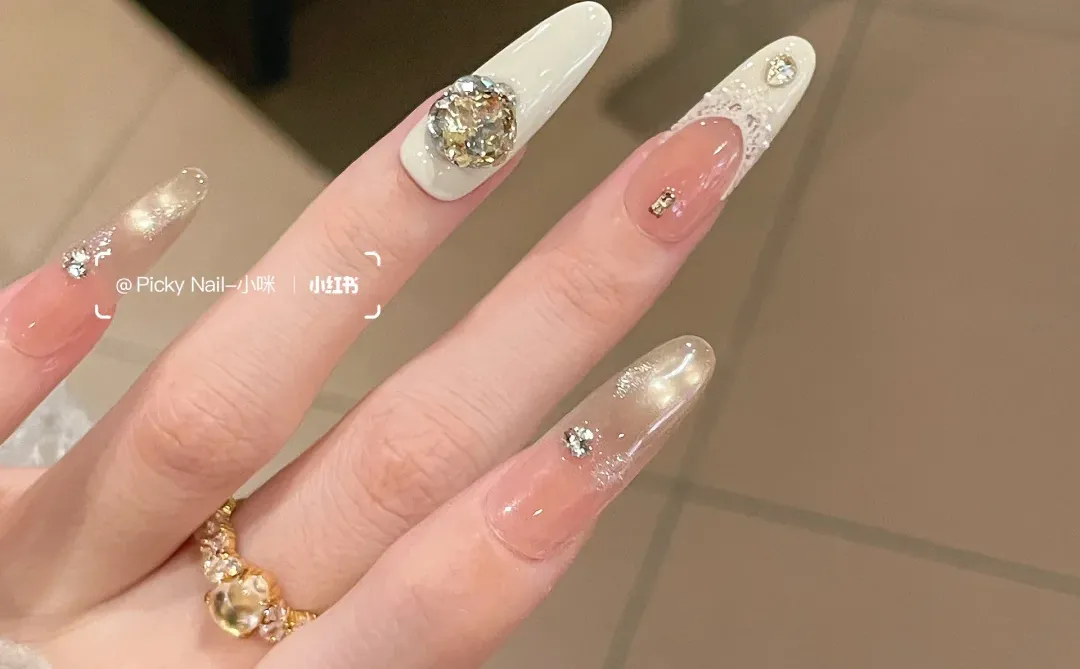 miu系公主白蕾丝~层次感十足的新美甲