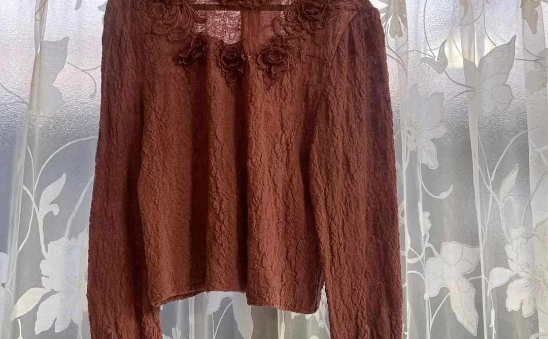 vintage日产立体花朵蕾丝套装 上衣