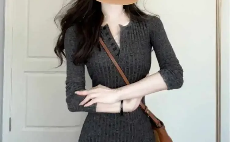 🖤法式灰针织裙，早秋御姐风穿搭太绝了