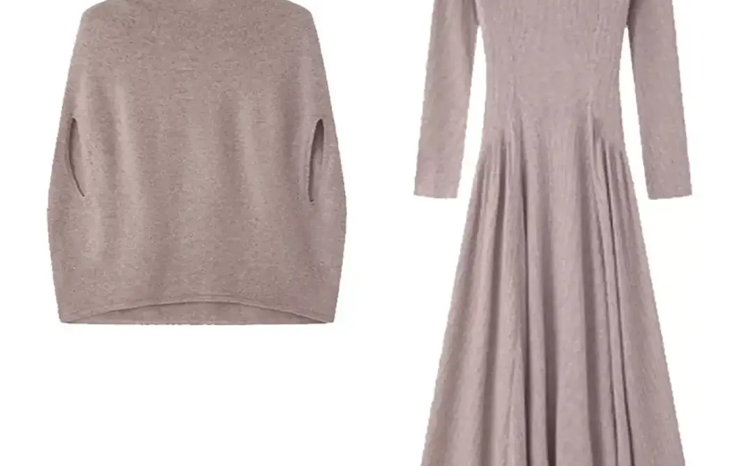 🌟高级感御姐风驼色针织连衣裙，2025秋