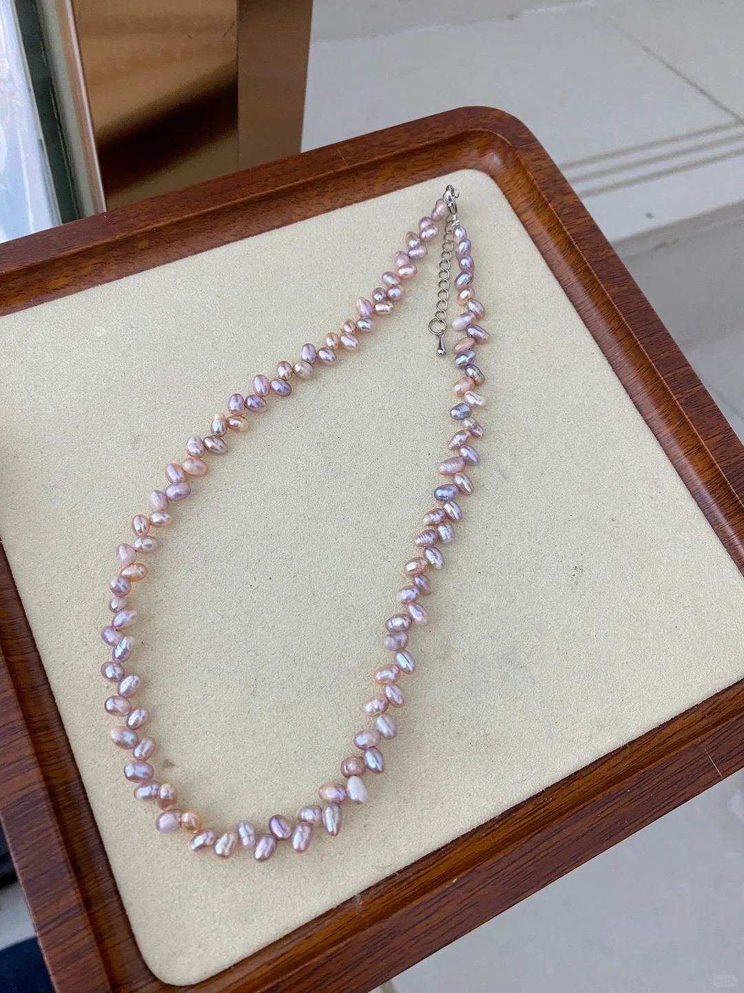 处理💰45.8/条 紫粉色麦穗天然珍珠项链