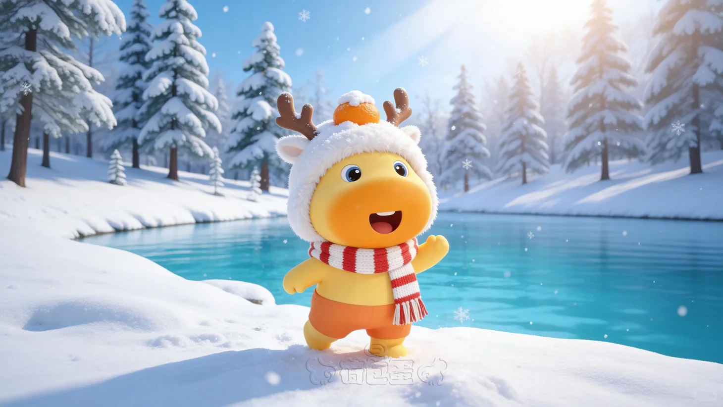 水豚噜噜壁纸丨冬日系手机平板治愈背景壁纸