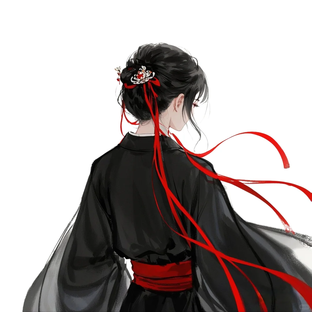 古风黑衣女子绝美背影头像2