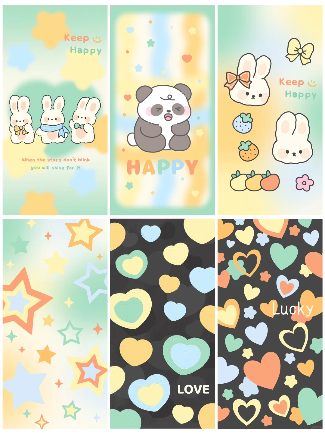 壁纸｜🍏复古ins风可爱小兔🐰｜原创图案设计