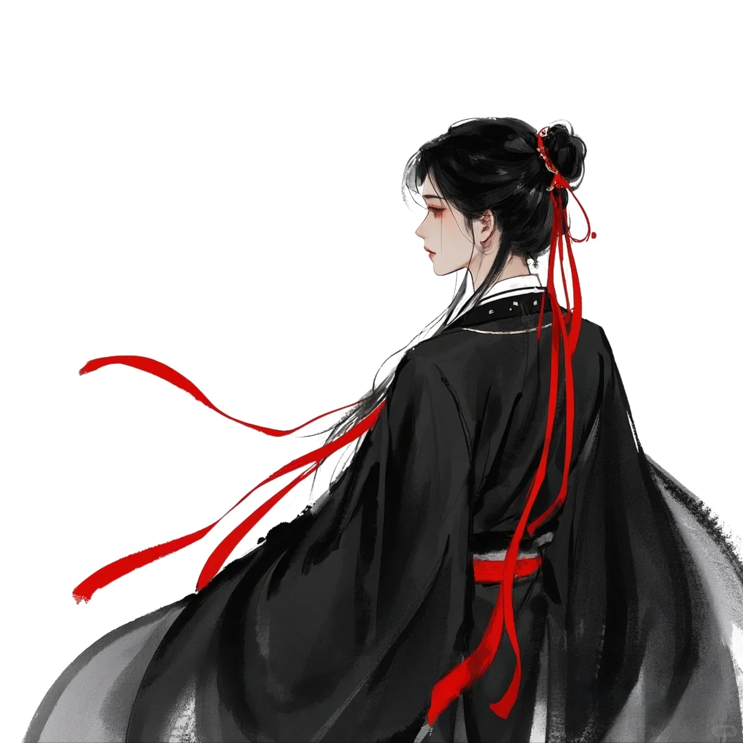 古风黑衣女子绝美背影头像2