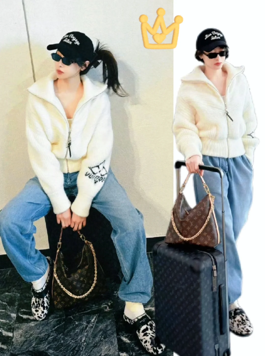 喜欢宋茜这种休闲时髦的穿搭配LV包包