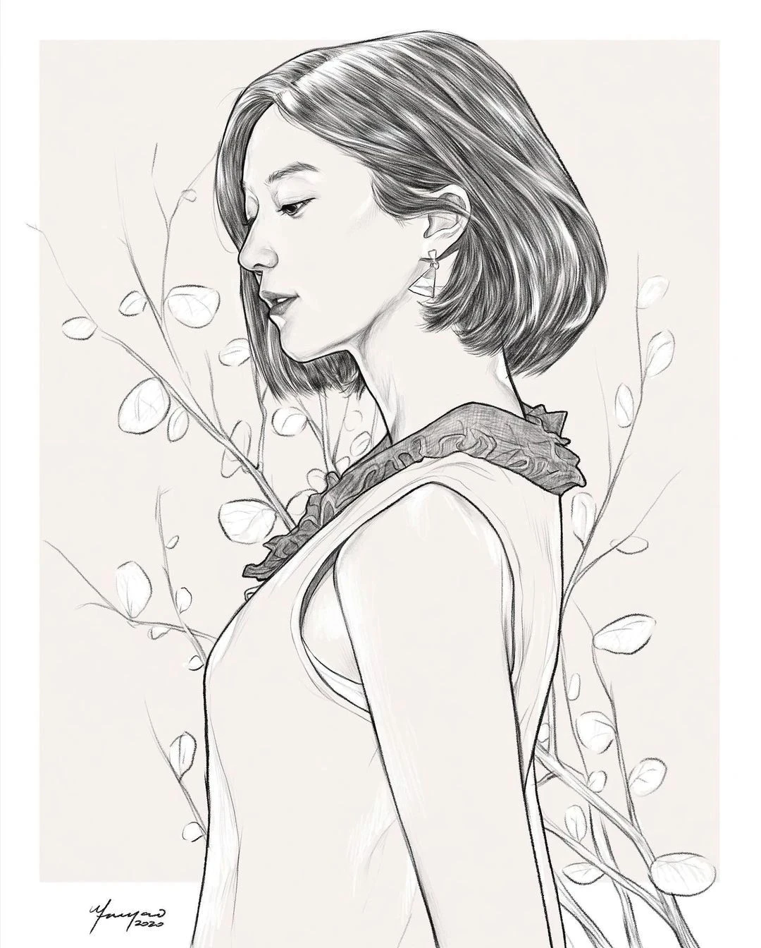 ins手绘大神的美女线描，真的太绝了