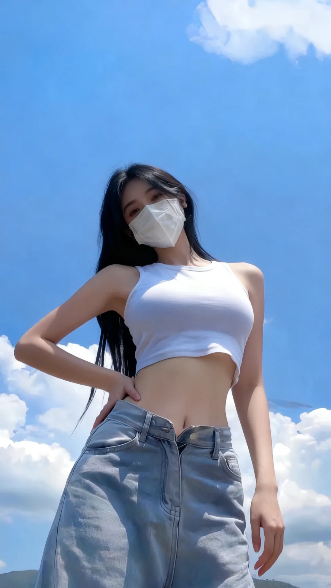 蓝天白云氛围感女生壁纸