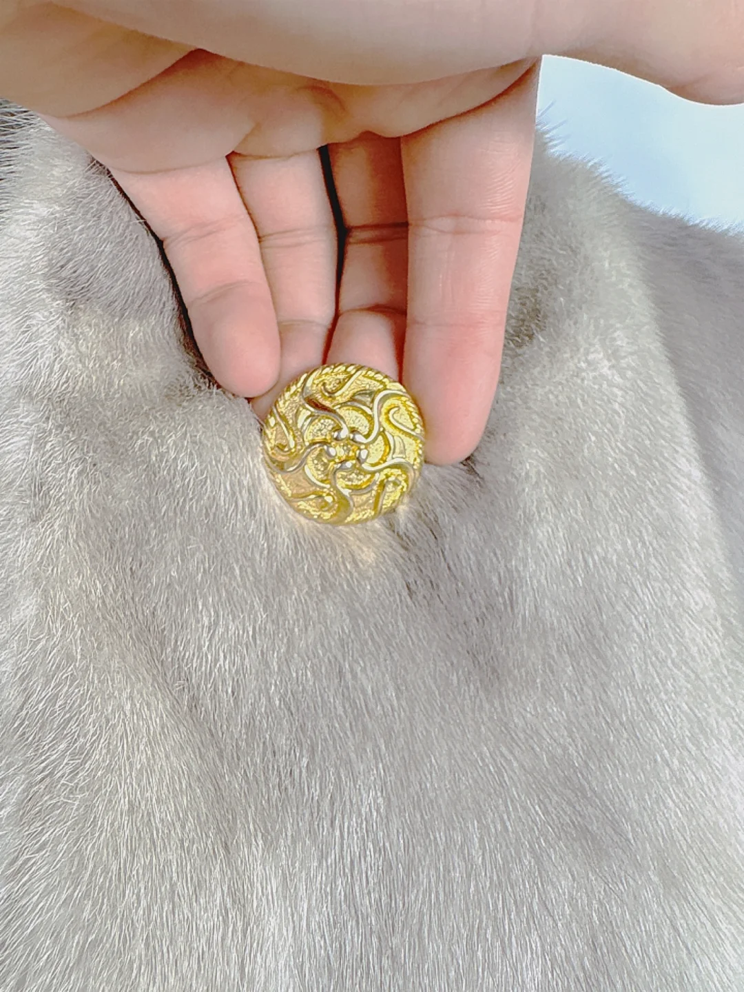 vintage进口皮草整皮水貂毛宝石蓝天然色