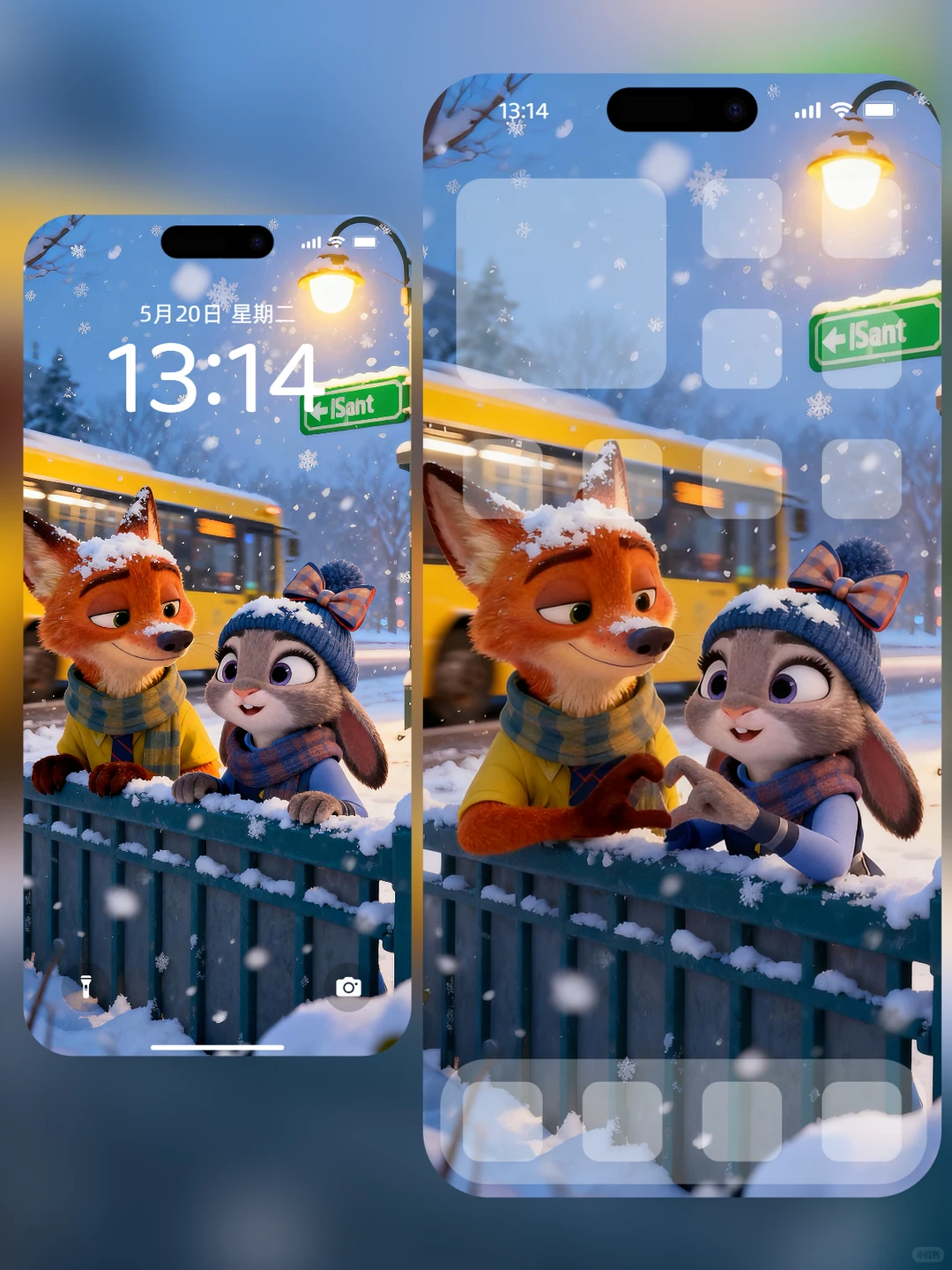 尼克朱迪冬夜下的初雪｜🦊🐰动态壁纸