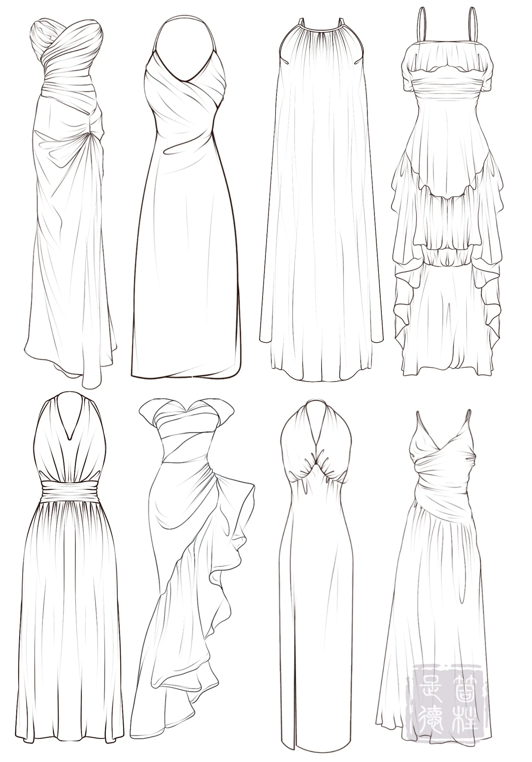 裙子款式图合集