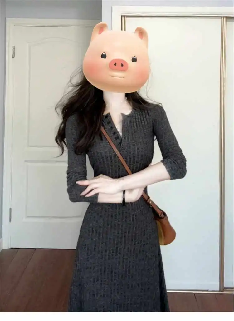 🖤法式灰针织裙，早秋御姐风穿搭太绝了