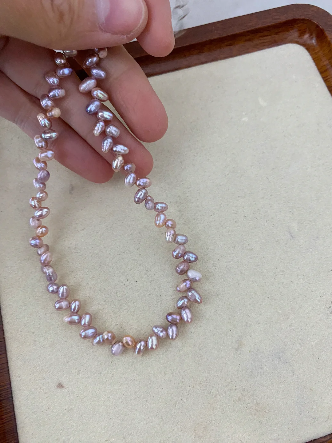 处理💰45.8/条 紫粉色麦穗天然珍珠项链