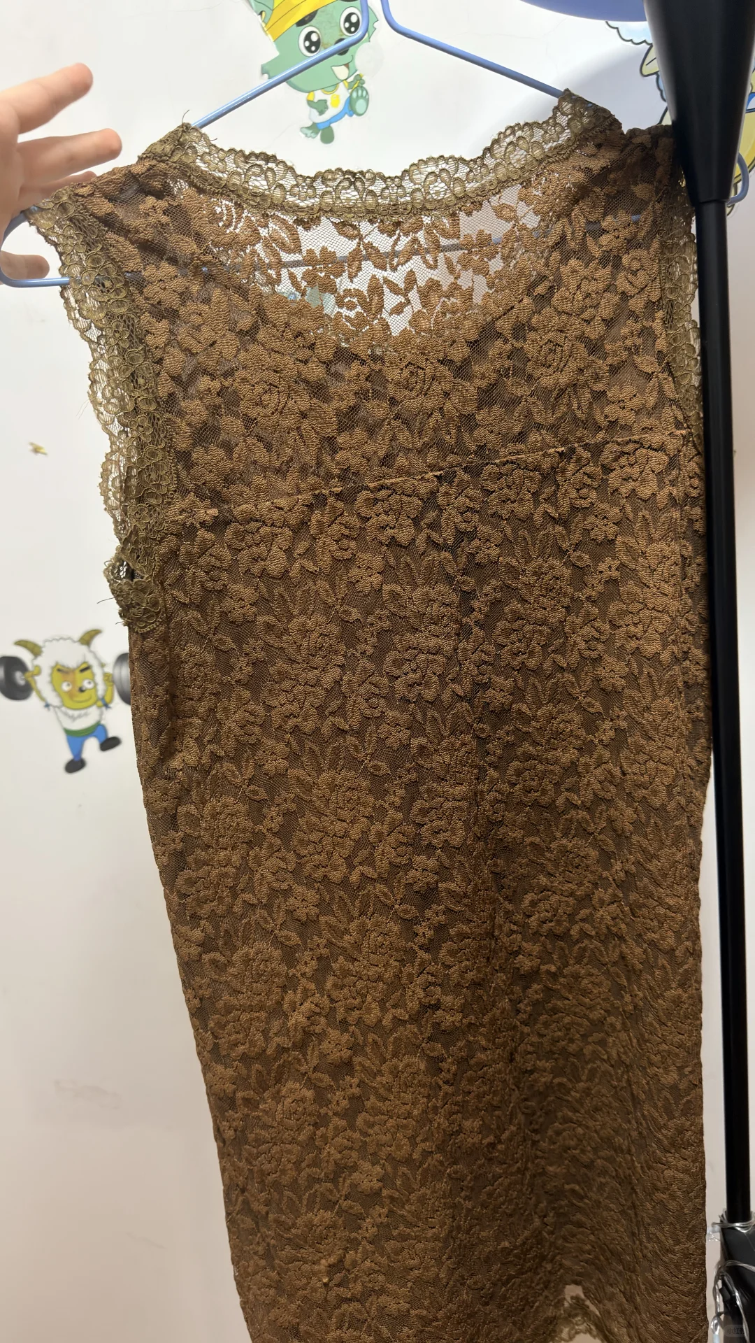 古早咖色蕾丝包臀裙 个人闲置
