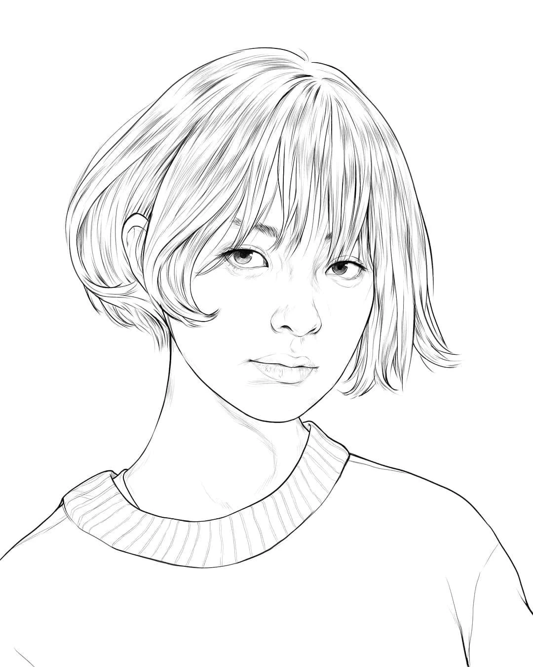 ins手绘大神的美女线描，真的太绝了