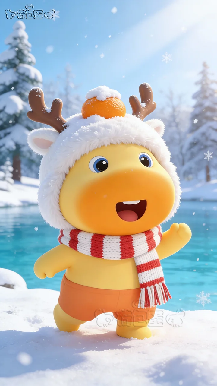 水豚噜噜壁纸丨冬日系手机平板治愈背景壁纸