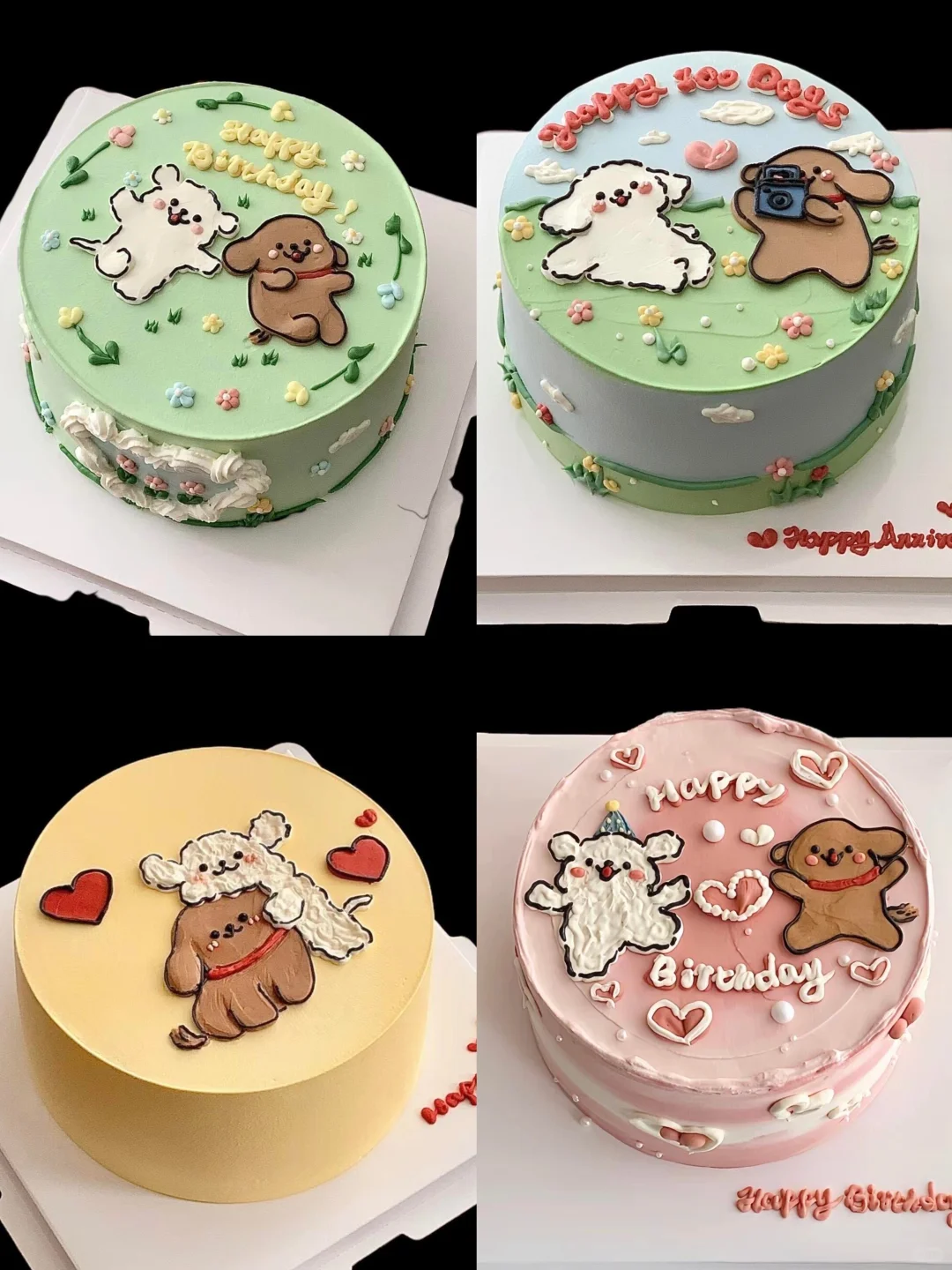 女朋友超喜欢的线条小狗情侣蛋糕🍰重庆