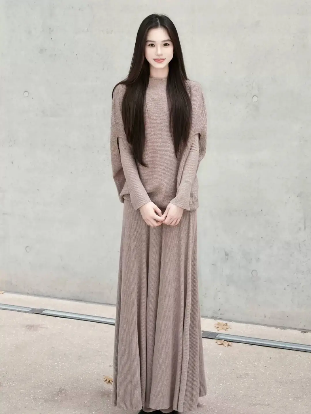 🌟高级感御姐风驼色针织连衣裙，2025秋
