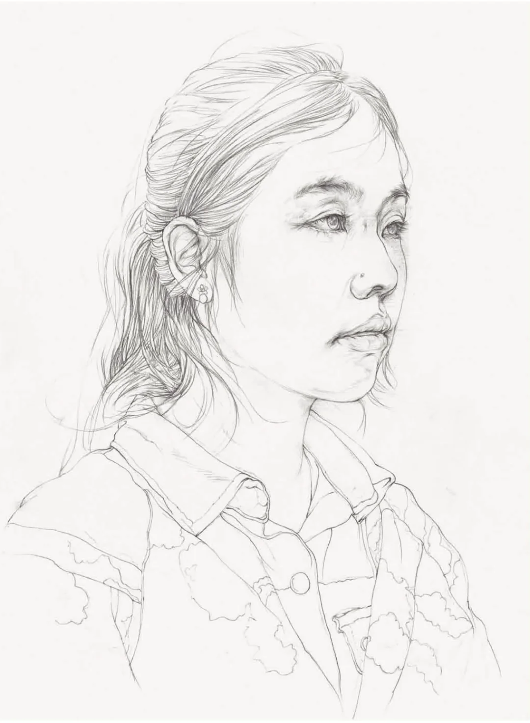 线性素描女青年