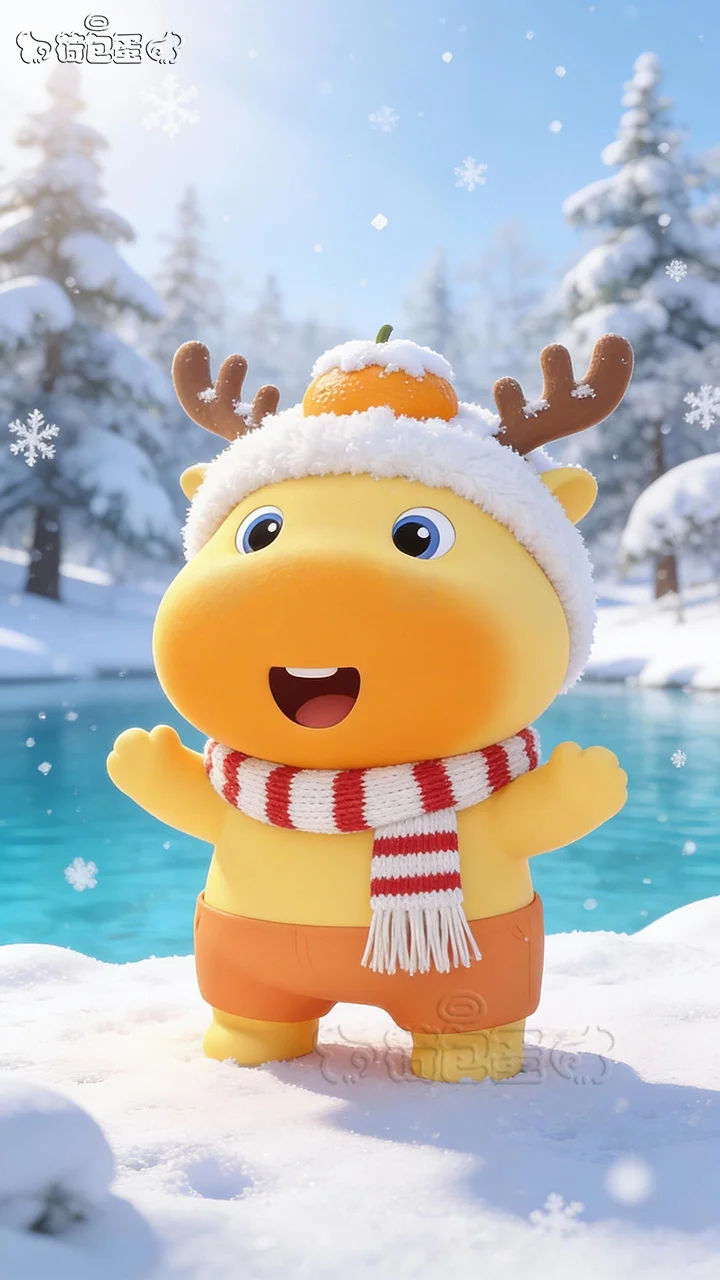 水豚噜噜壁纸丨冬日系手机平板治愈背景壁纸