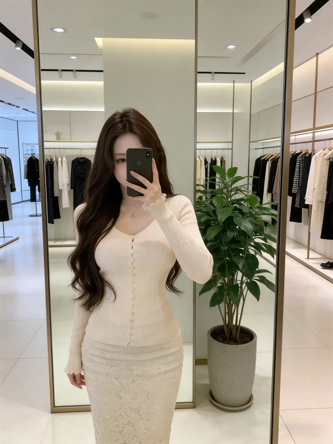 娇嫩针织衫➕蕾丝半裙 超温柔的套装！！