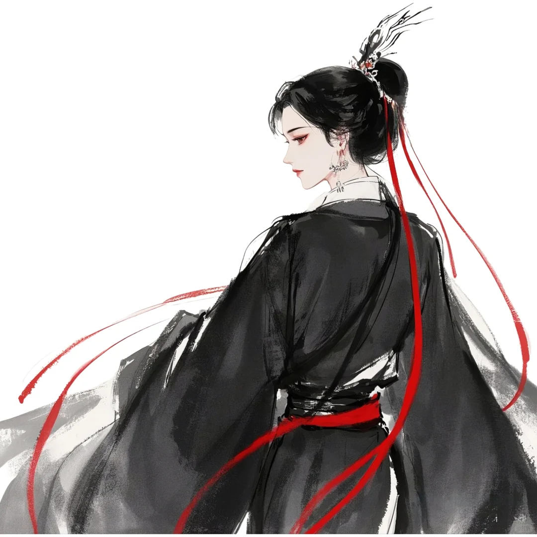 古风黑衣女子绝美背影头像2