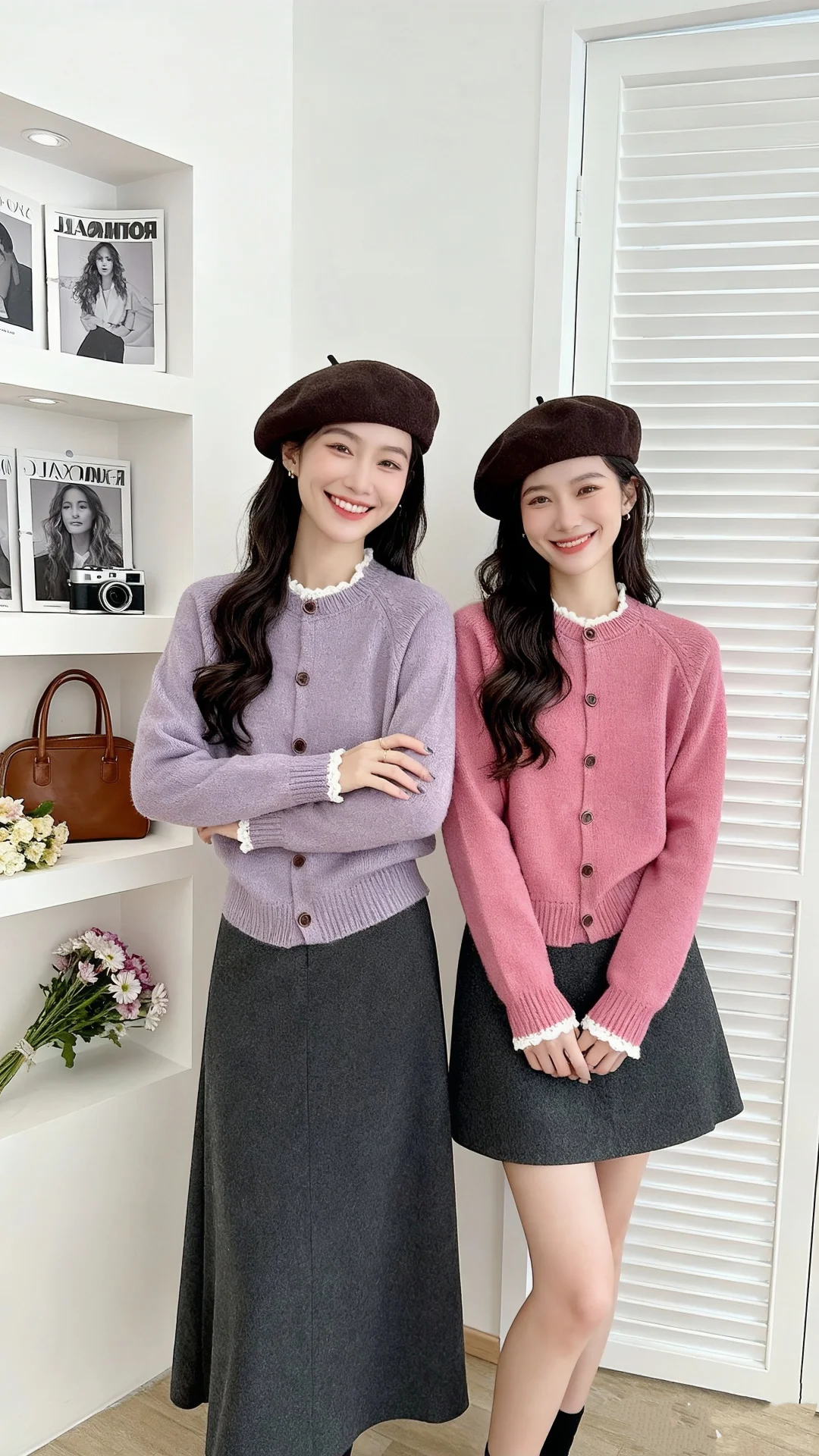 紫色毛衣、温柔又高级～～～