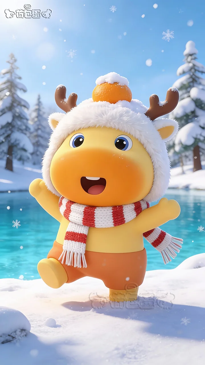 水豚噜噜壁纸丨冬日系手机平板治愈背景壁纸