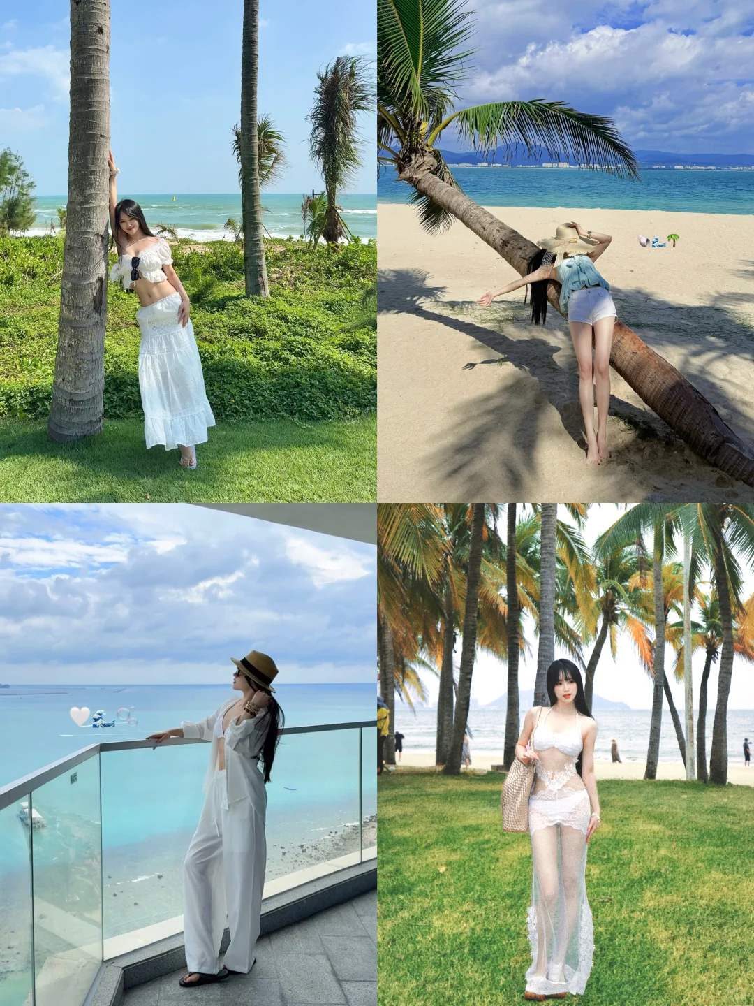 分享自然不露脸海岛拍照姿势&超出片穿搭🩵