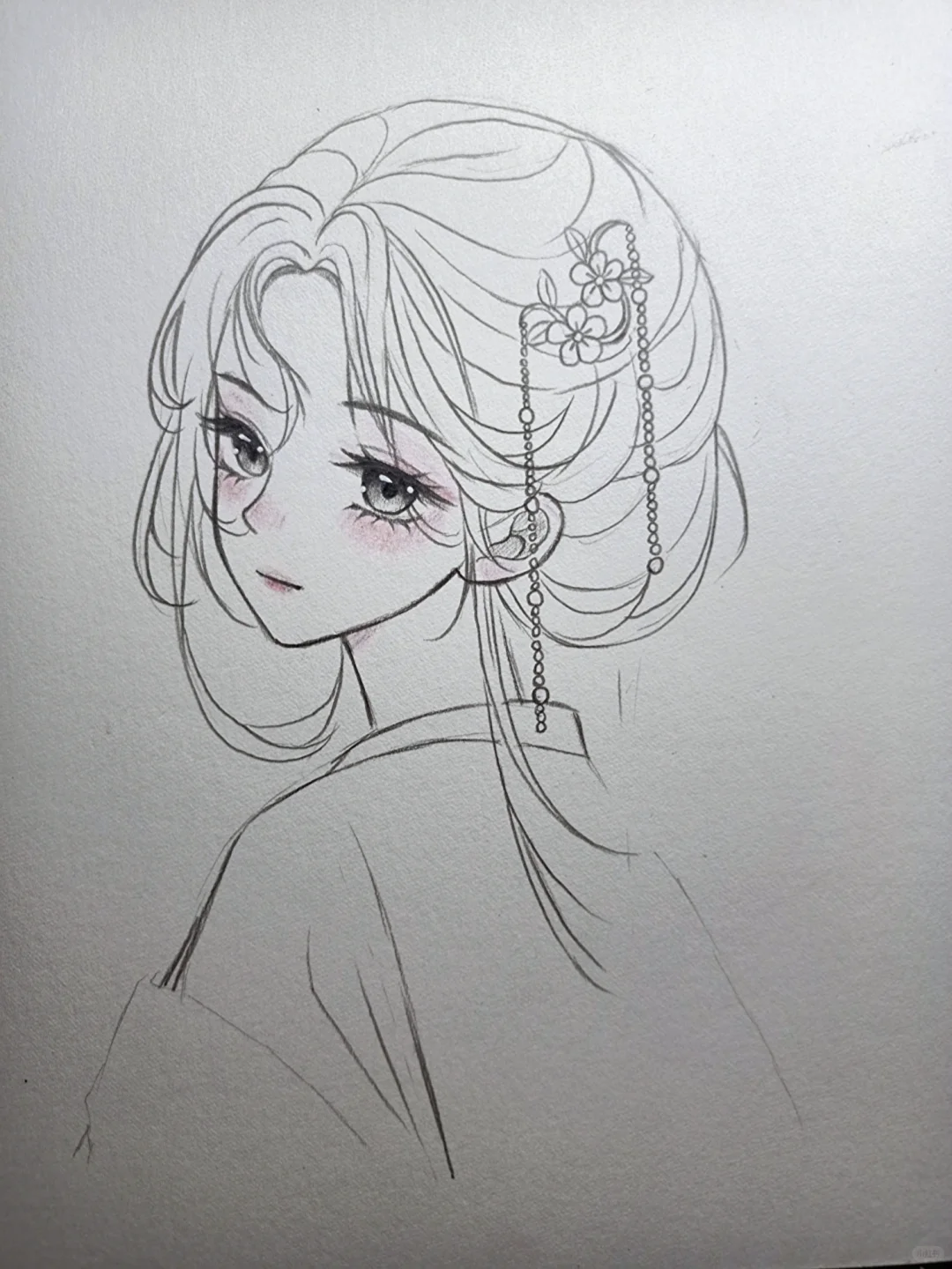 古风女生绘画过程图