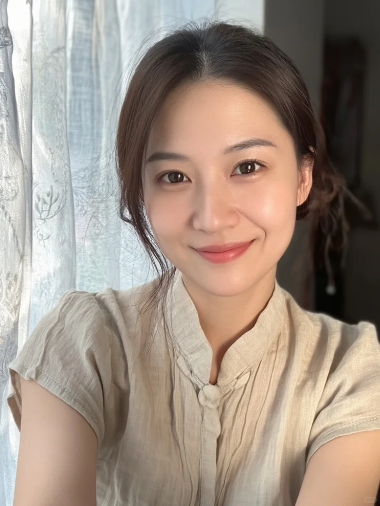 窗边淡妆，温柔又耐看