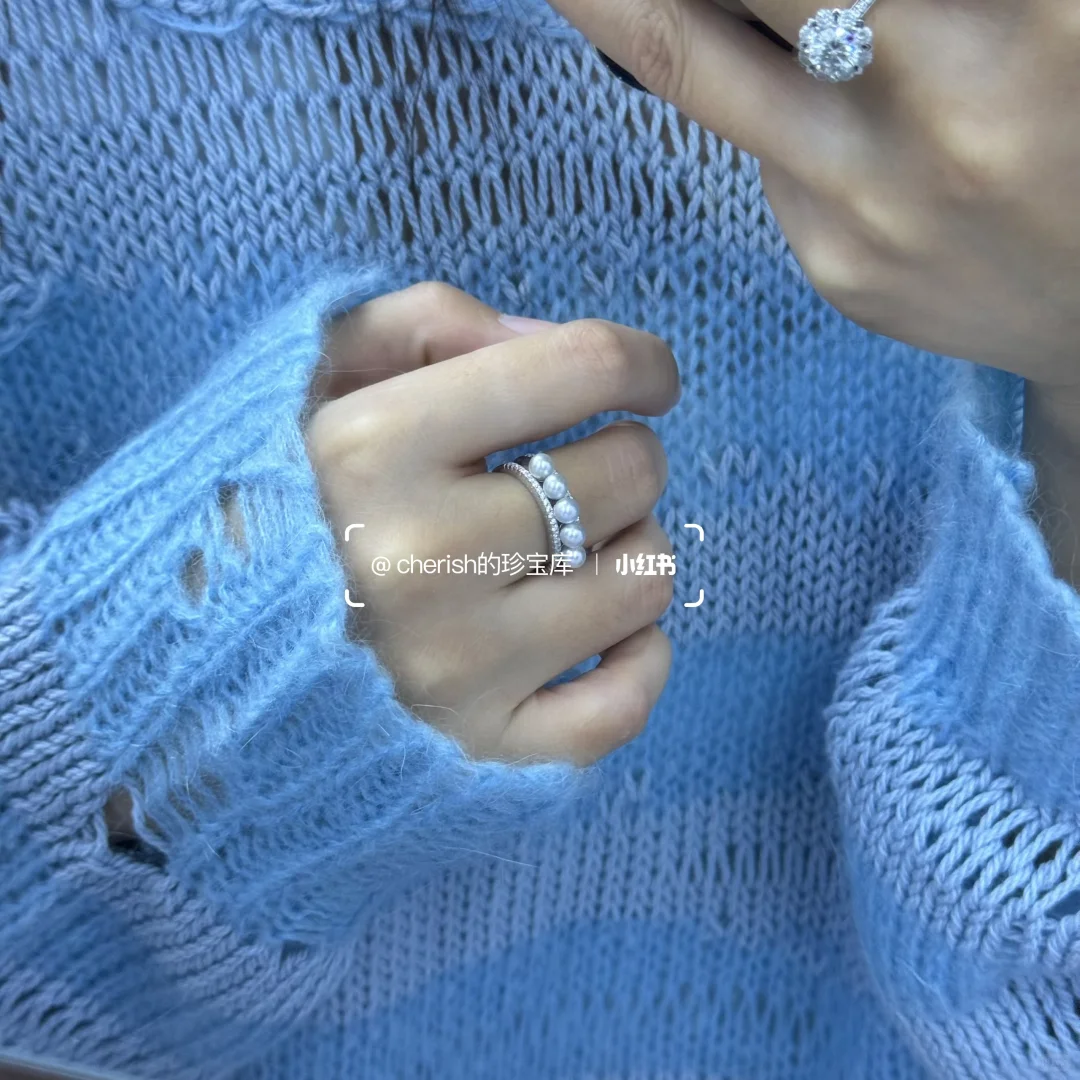 显手细的闪闪戒指！天然色真多麻💫