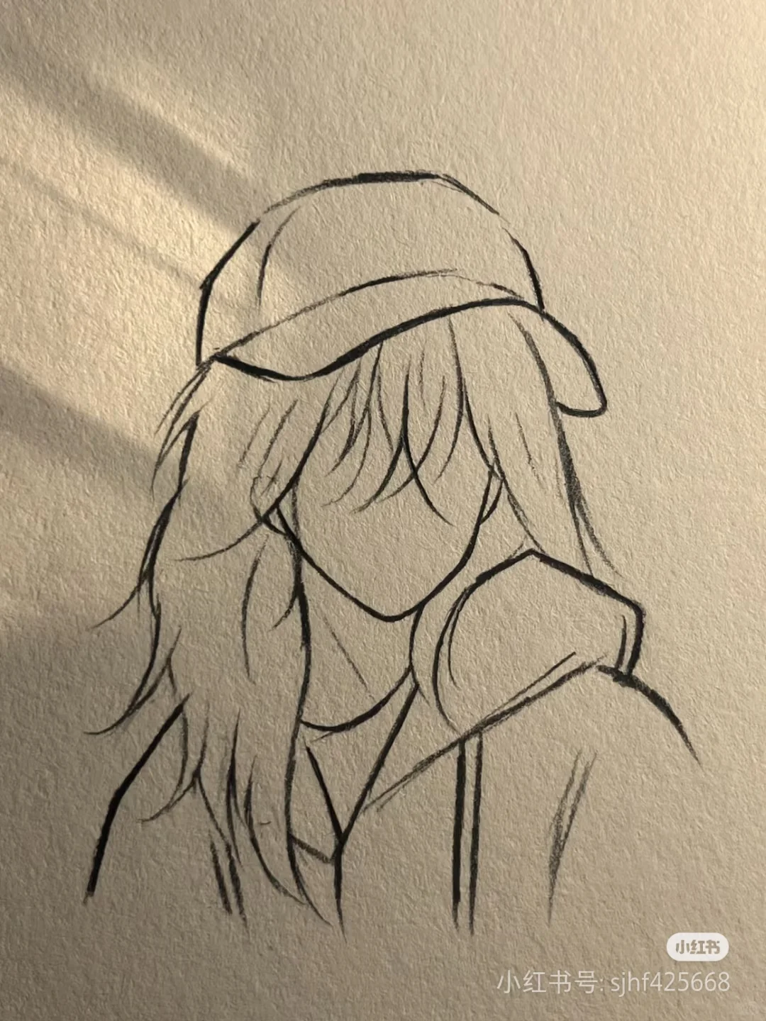 长发女生简笔画步骤图