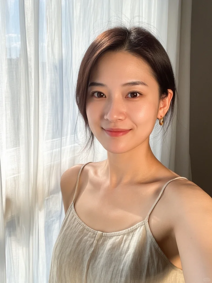 窗边淡妆，温柔又耐看