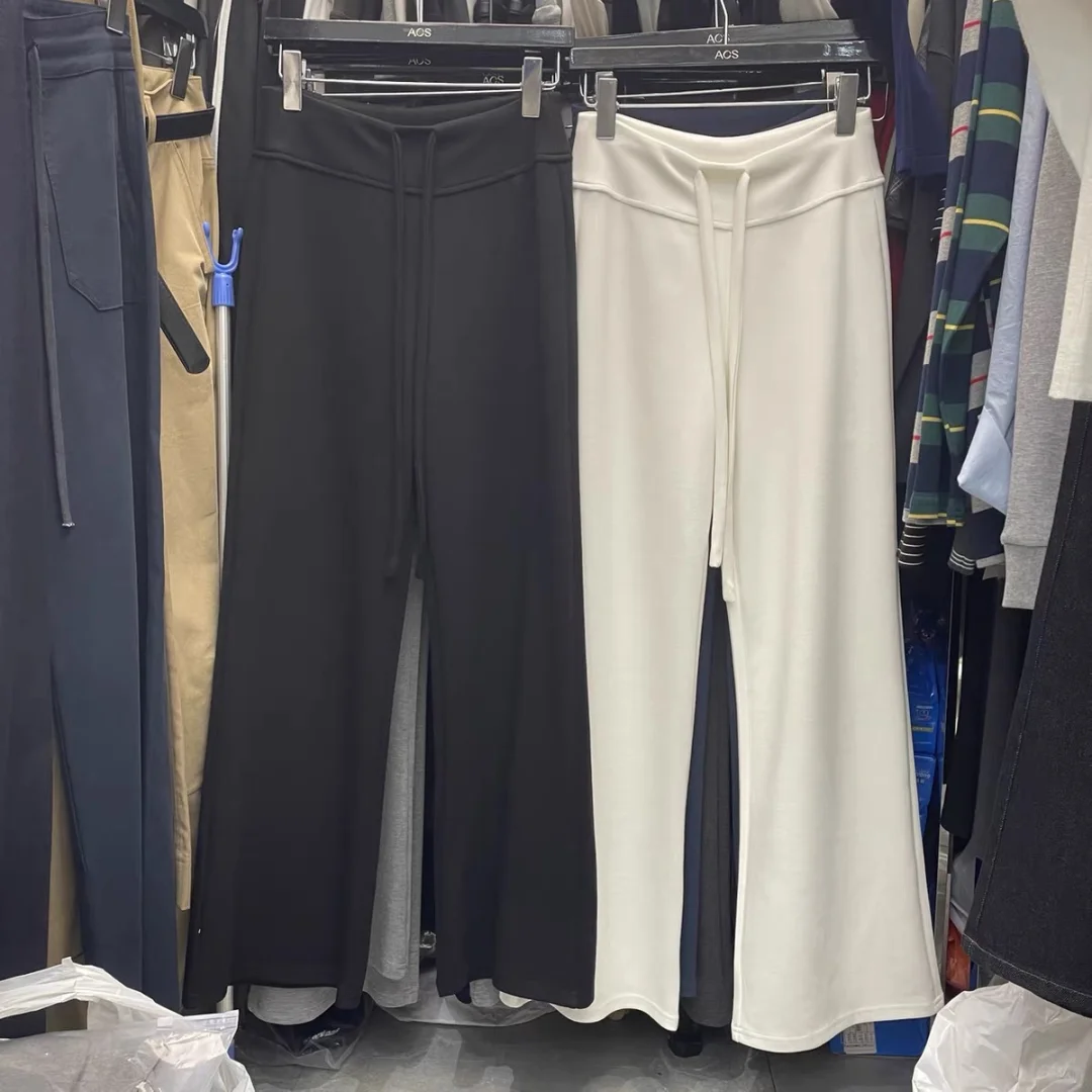 ACS韩版新款纯色高腰抽绳显瘦百搭休闲裤女