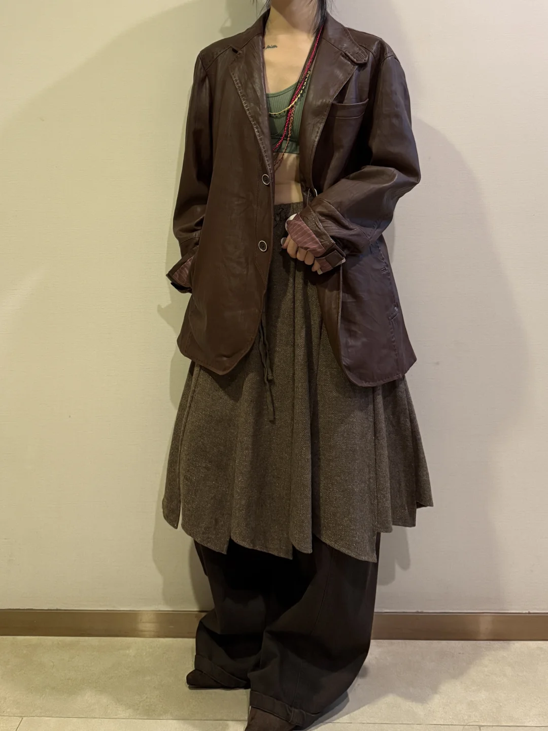 6️⃣套古着皮衣穿搭｜城市游牧风🤠