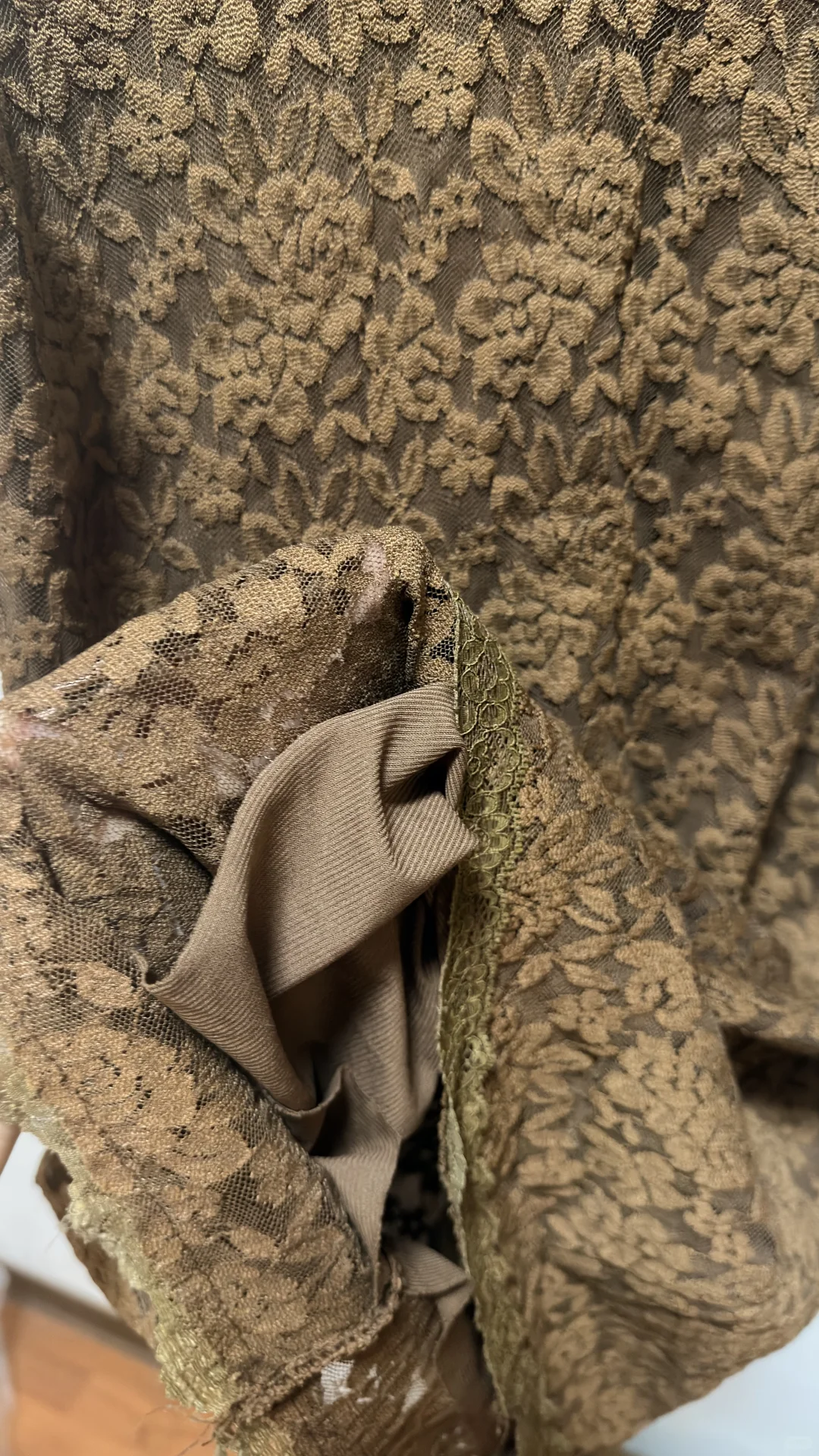 古早咖色蕾丝包臀裙 个人闲置