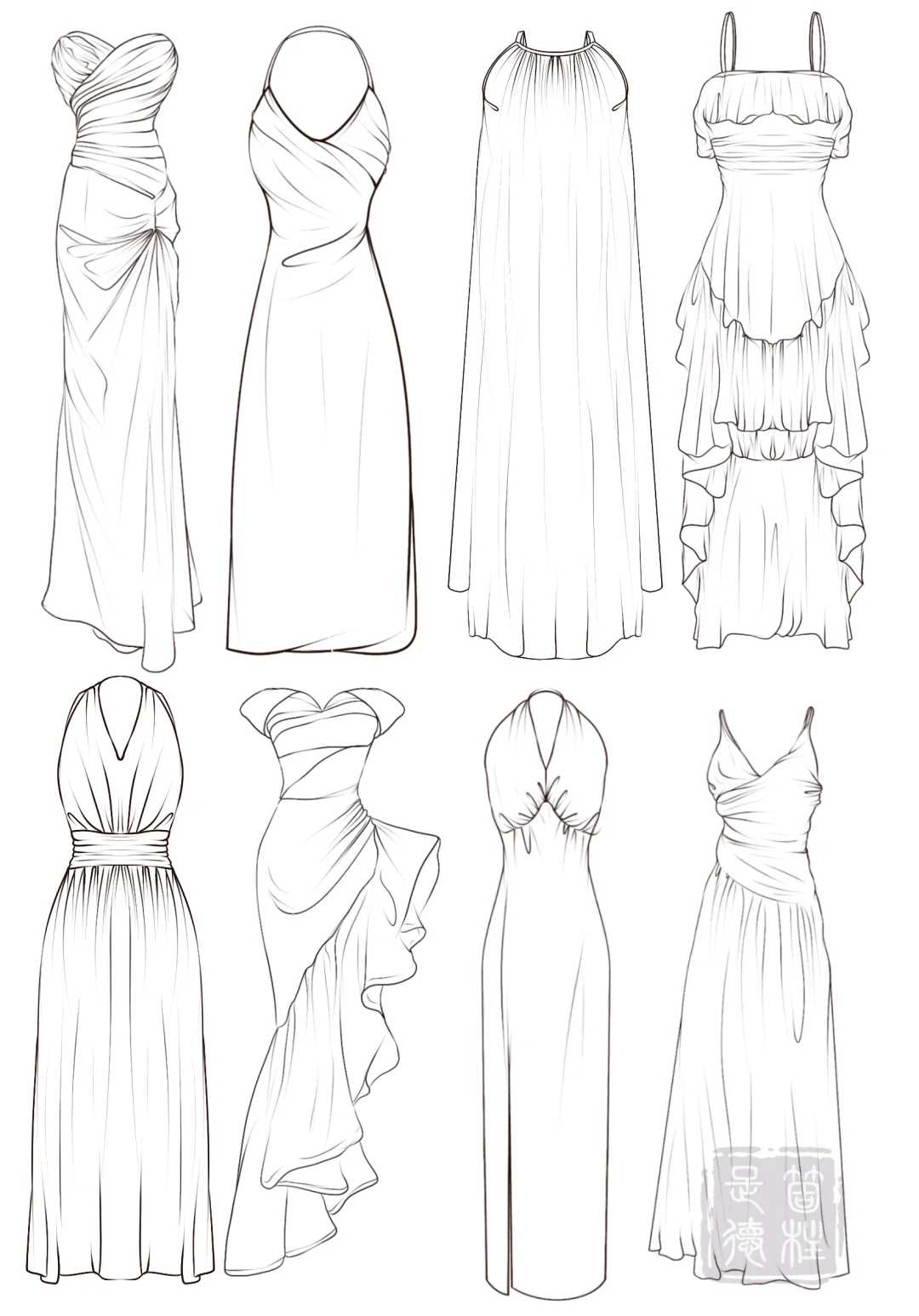 裙子款式图合集