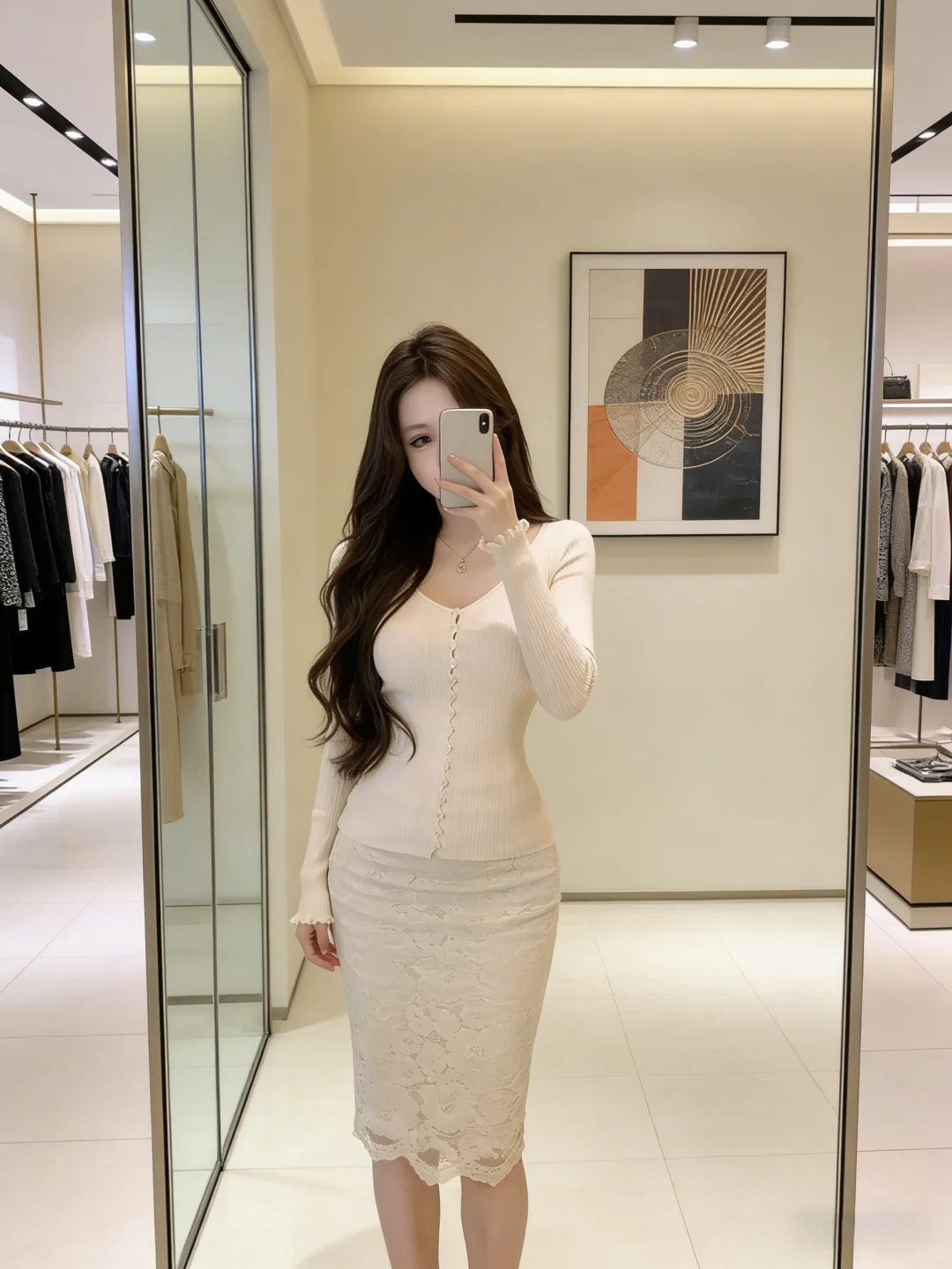 娇嫩针织衫➕蕾丝半裙 超温柔的套装！！