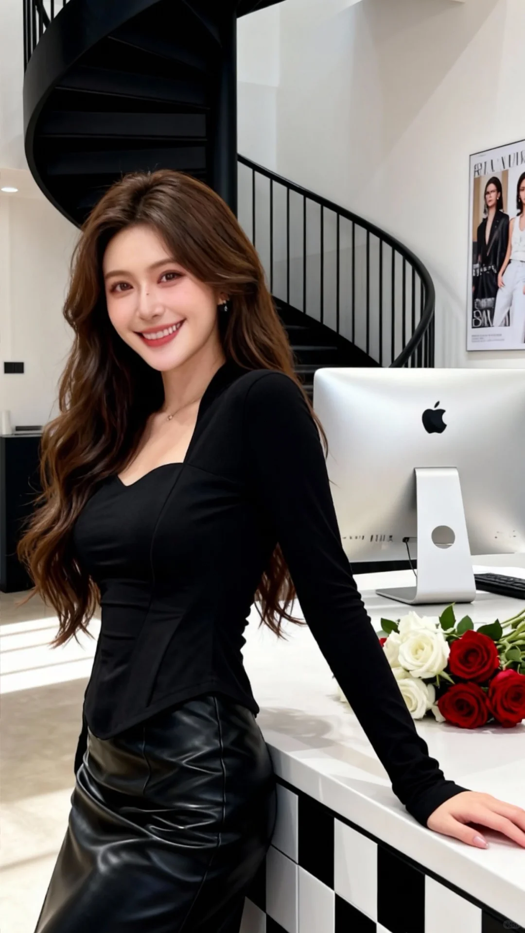 黑鱼骨上衣+皮裙=辣妹天花板🖤