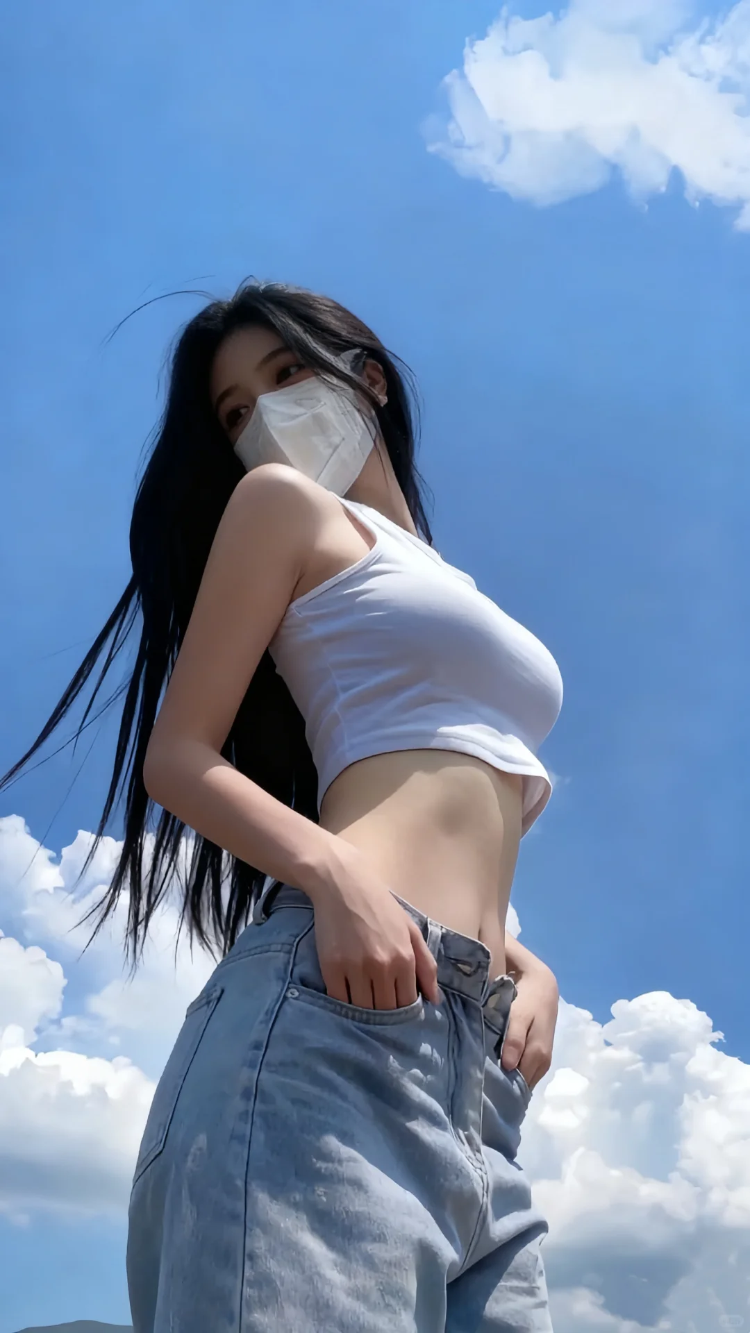 蓝天白云氛围感女生壁纸