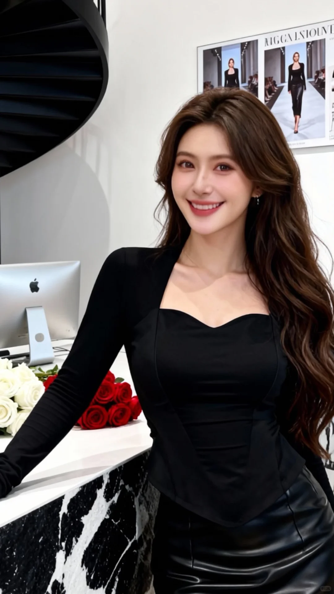 黑鱼骨上衣+皮裙=辣妹天花板🖤