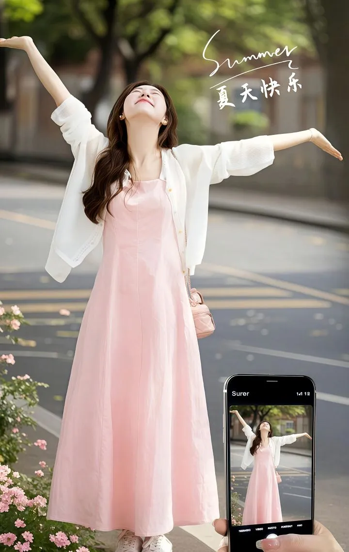 哇塞！粉色连衣裙真的太温柔啦！！！