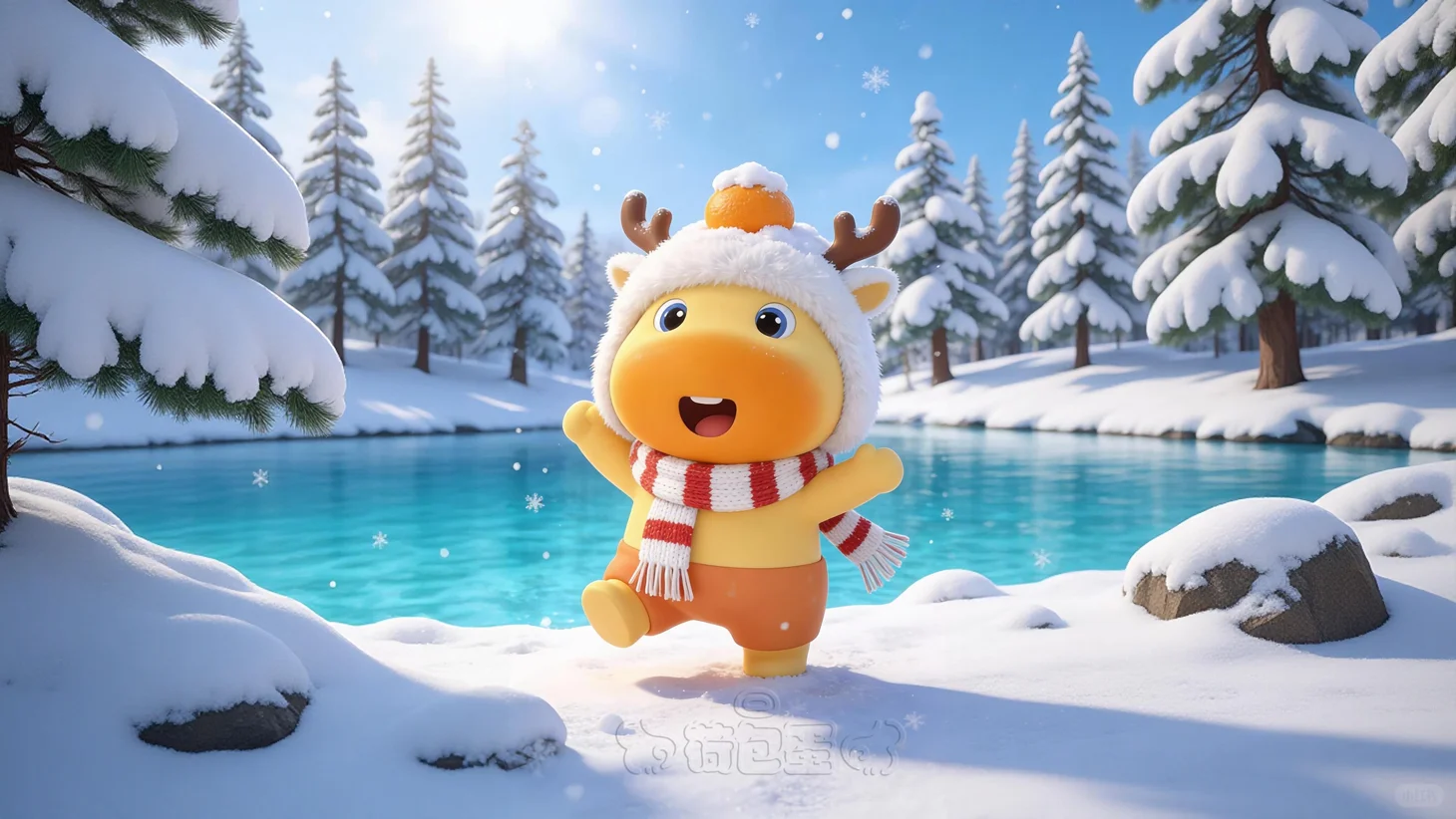 水豚噜噜壁纸丨冬日系手机平板治愈背景壁纸