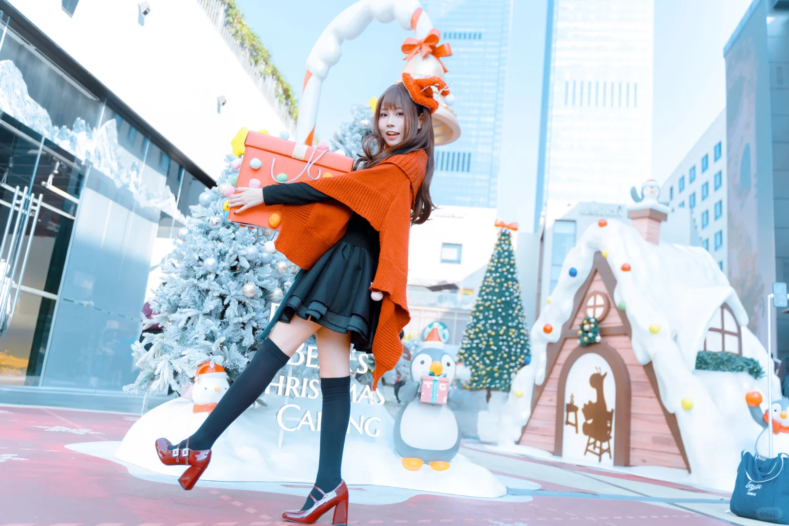 模特接点圣诞预制菜拍摄