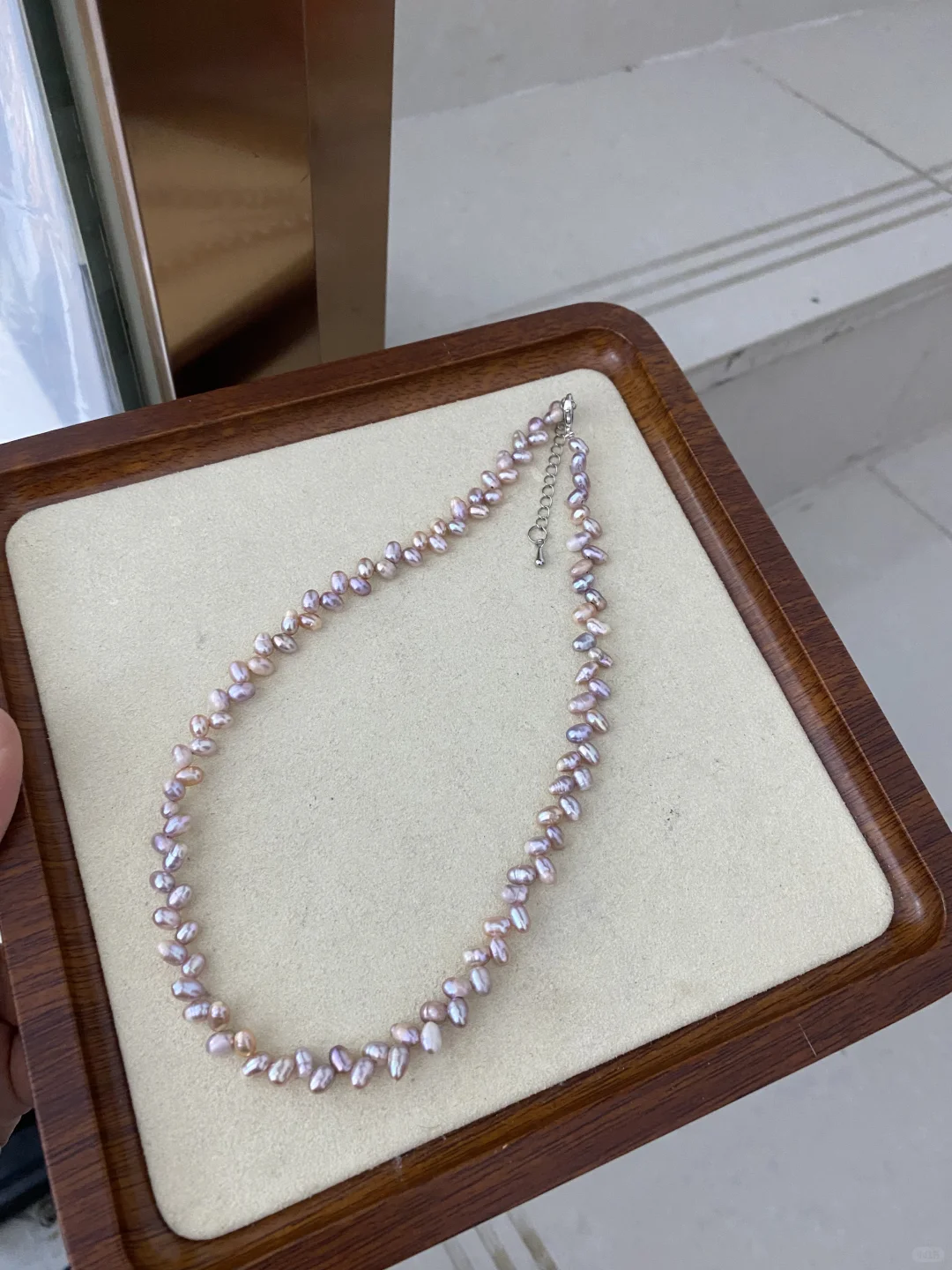 处理💰45.8/条 紫粉色麦穗天然珍珠项链