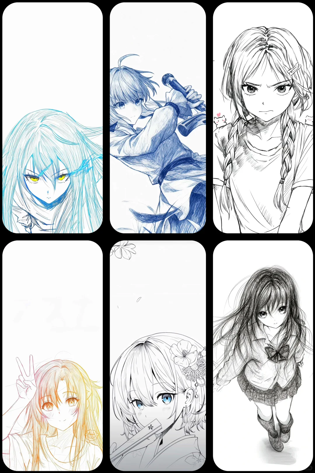 线条绘画动漫壁纸合集