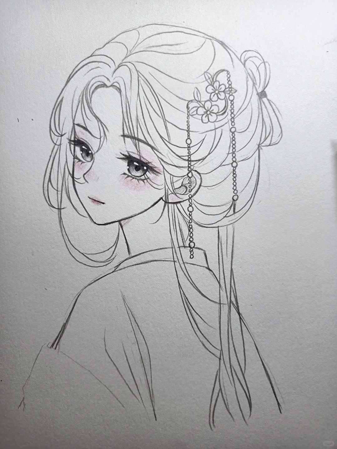 古风女生绘画过程图