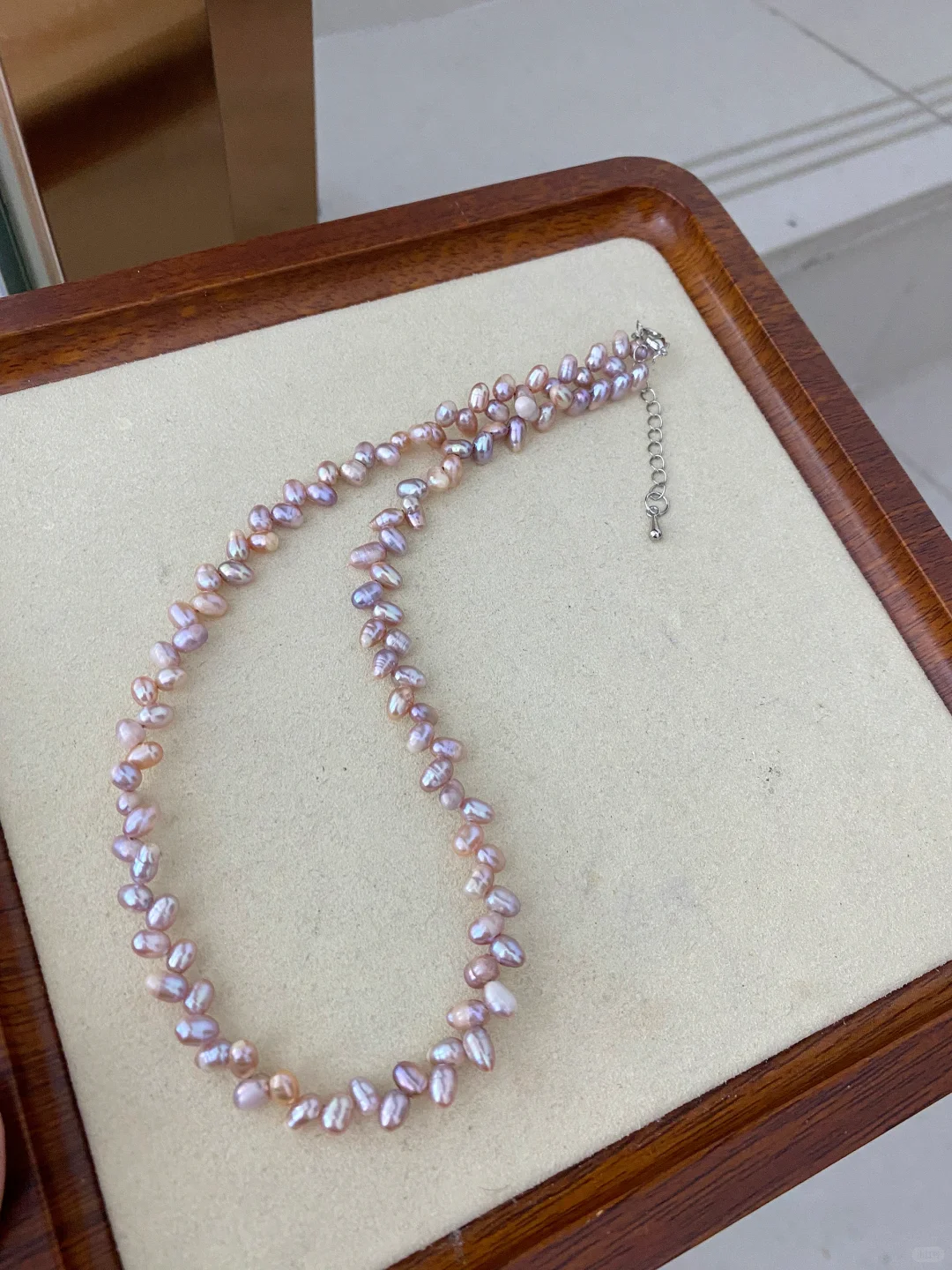 处理💰45.8/条 紫粉色麦穗天然珍珠项链